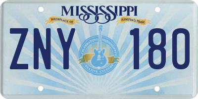 MS license plate ZNY180