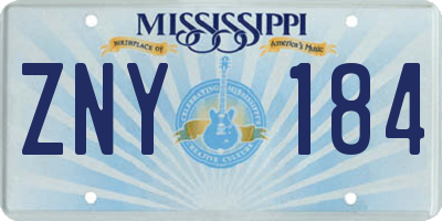MS license plate ZNY184