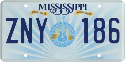 MS license plate ZNY186