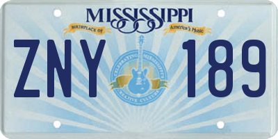 MS license plate ZNY189