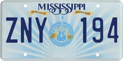 MS license plate ZNY194