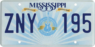 MS license plate ZNY195
