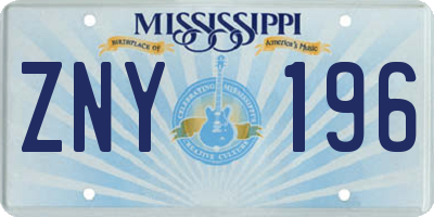 MS license plate ZNY196