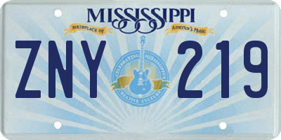 MS license plate ZNY219