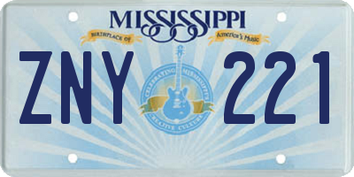 MS license plate ZNY221