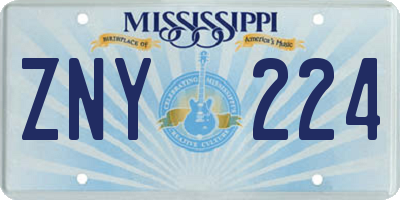 MS license plate ZNY224