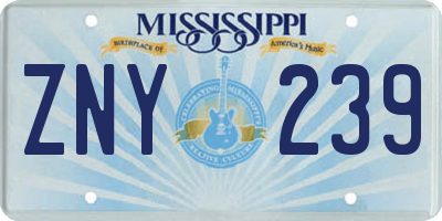 MS license plate ZNY239