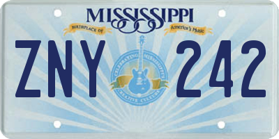 MS license plate ZNY242