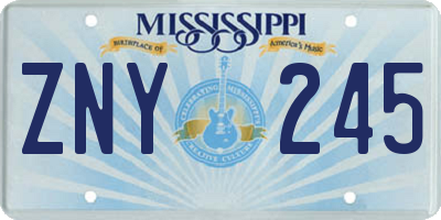 MS license plate ZNY245