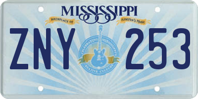 MS license plate ZNY253