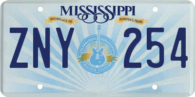 MS license plate ZNY254
