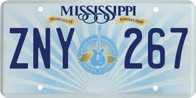 MS license plate ZNY267