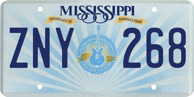 MS license plate ZNY268