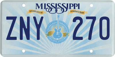 MS license plate ZNY270