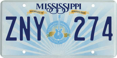 MS license plate ZNY274