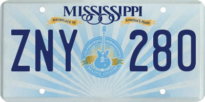 MS license plate ZNY280