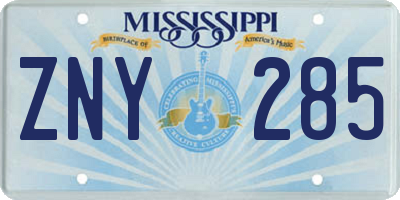 MS license plate ZNY285