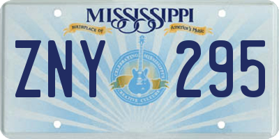 MS license plate ZNY295