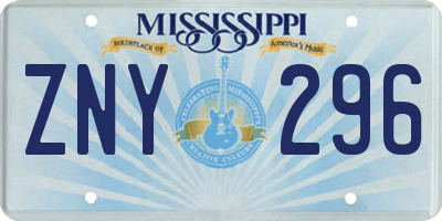 MS license plate ZNY296