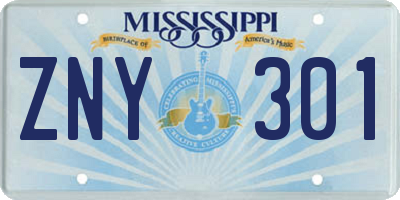 MS license plate ZNY301