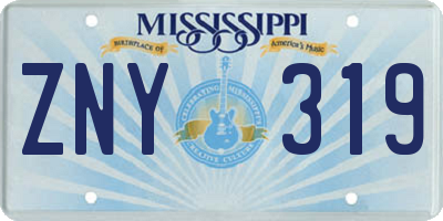 MS license plate ZNY319