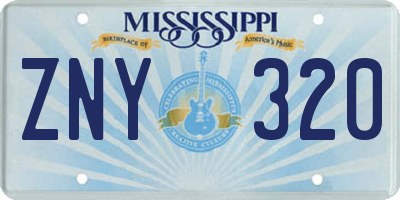 MS license plate ZNY320