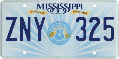 MS license plate ZNY325