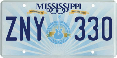 MS license plate ZNY330