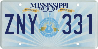MS license plate ZNY331