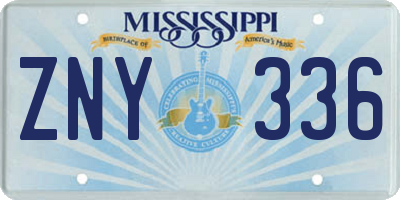 MS license plate ZNY336
