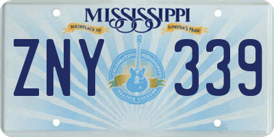 MS license plate ZNY339