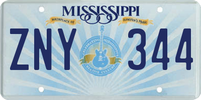 MS license plate ZNY344