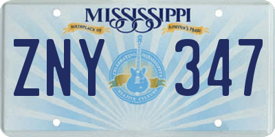 MS license plate ZNY347