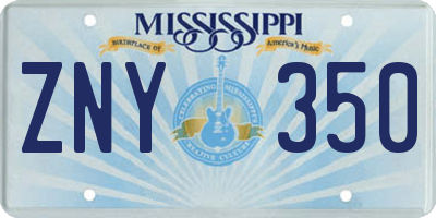 MS license plate ZNY350