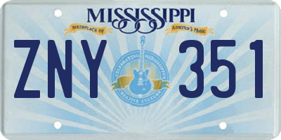 MS license plate ZNY351
