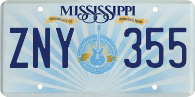 MS license plate ZNY355
