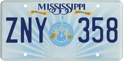 MS license plate ZNY358