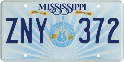 MS license plate ZNY372