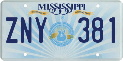 MS license plate ZNY381