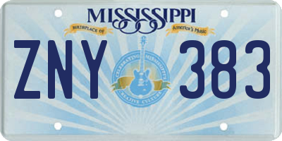 MS license plate ZNY383
