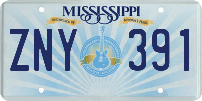 MS license plate ZNY391