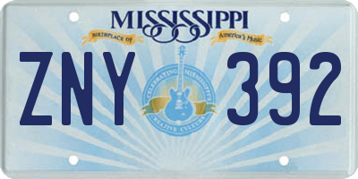 MS license plate ZNY392