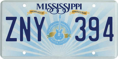 MS license plate ZNY394