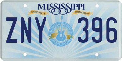 MS license plate ZNY396