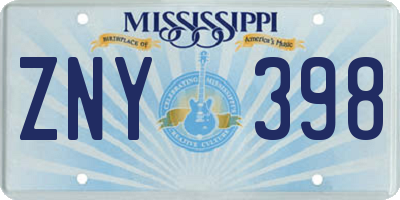 MS license plate ZNY398