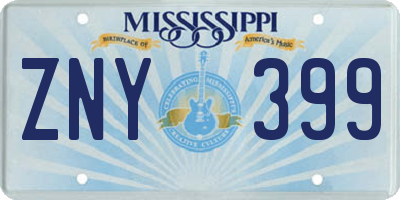 MS license plate ZNY399