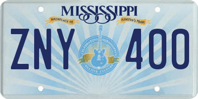 MS license plate ZNY400