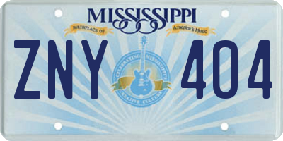 MS license plate ZNY404