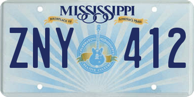 MS license plate ZNY412