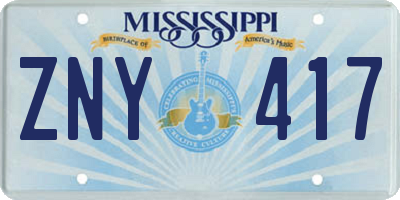 MS license plate ZNY417